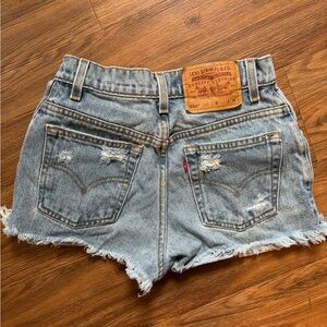 Levi's Light Blue Frayed Denim Shorts